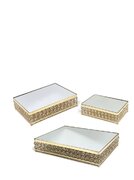 Gold Cake Trays Set w/ Mirror Plate - Rectangle