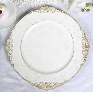 Charger Plates - Antique White Baroque