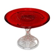 6" Red Dessert Stand - Glass