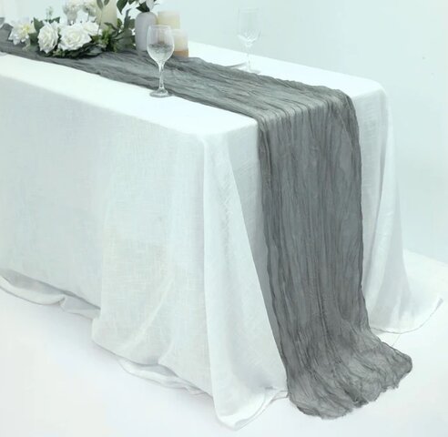 10ft SILVER Cheesecloth Boho Runner