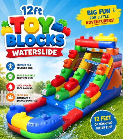 12ft Toy Blocks Waterslide