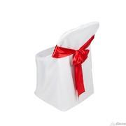 White Chair Cover w/ Red Satin Sash