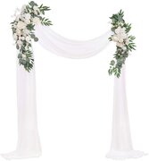 A3 Arch Floral and sheer drape - White