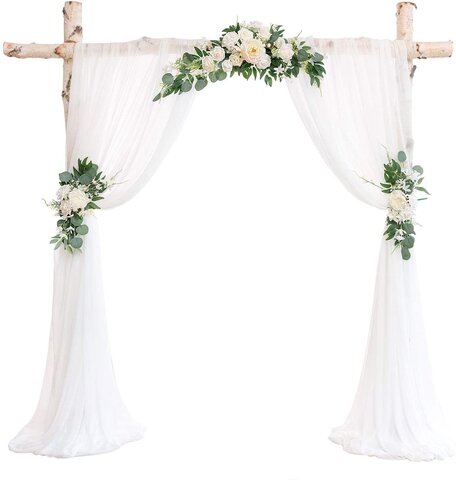Arch Floral and sheer drape - White 
