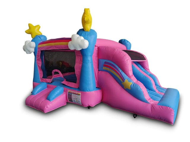 Pink Toddler Small Dry Bounce House & Slide Combo