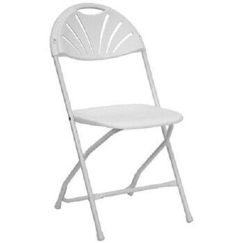 Pick/Drop White Plastic Fan Back Event Folding Chair