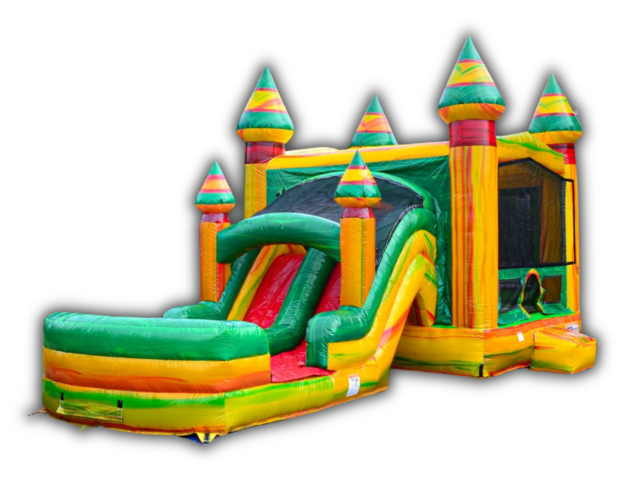 Fiesta Bounce House Dual Lane Slide Combo W/ Splash Landing