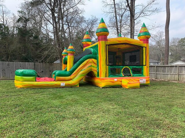 Fiesta Bounce House & Dual Lane Slide Combo W/ Splash Landing