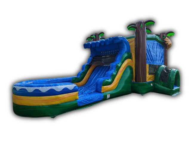 Jungle Bounce House Slide Combo W/ XXL Splash Pool