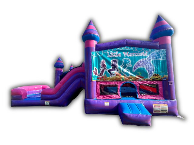 Little Mermaid Bounce House & Dual Lane Slide Combo W/ Splash Landing