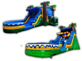 Jungle Package  - Bouncer W/ Slide & 16ft Water Slide