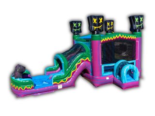 <center>Level Up Bounce House & Dual Lane Slide Combo W/ Splash Landing