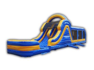 46ft MA Dual Lane Obstacle Course & Water Slide W/ Splash Pool<br><br>Use Wet Or Dry