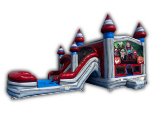 Halloween Bounce House & Dual Lane Slide Combo W/ Splash Pool