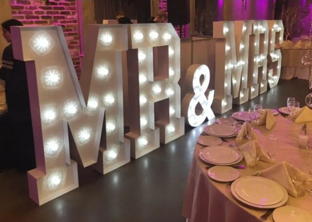 4 FT Light Up Marquee Letters MR&MRS 