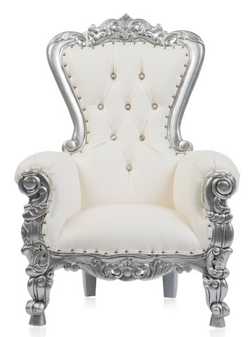 Kid's White/Silver Throne Chair