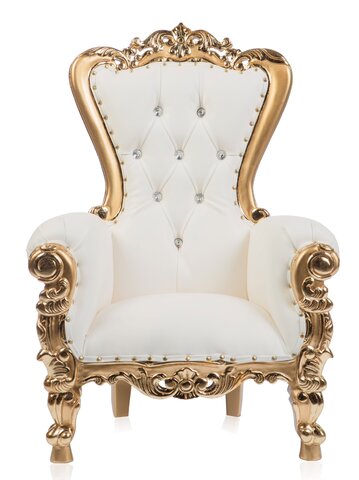 Kid's White/Gold Throne Chair