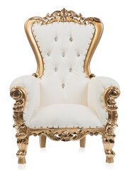 Kid's White/Gold Throne Chair