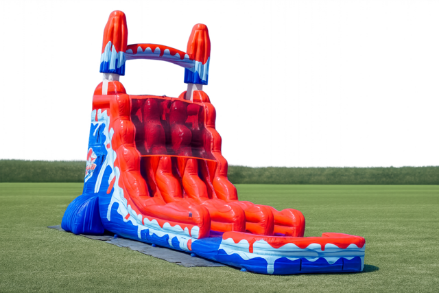 20ft Dual Lane Red White and Cool Waterslide