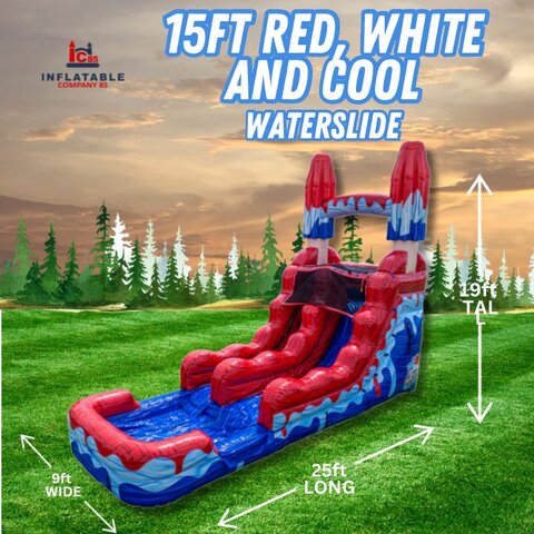 15ft Red, White and Cool Water Slide