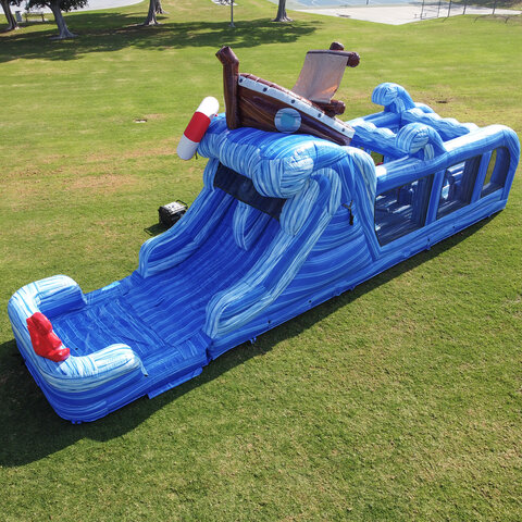 45ft Obstacle Course Dual Lane Waterslide W/ Pool 