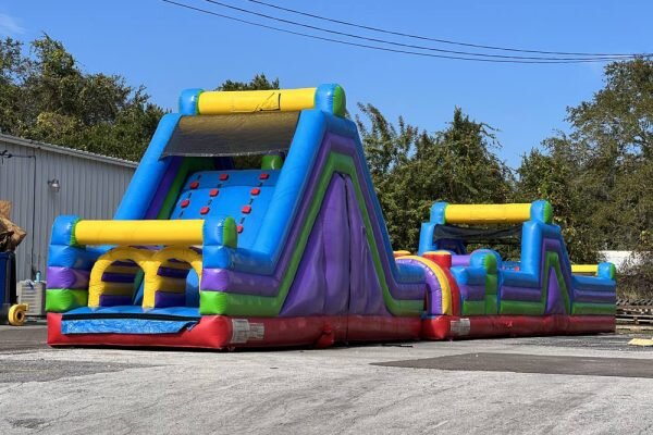 70ft Retro Inflatable  Obstacle Rock Climb Slide