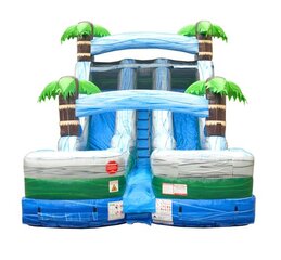 16ft Tropical Marble Double Bay Inflatable Water Slide with Splash pool 