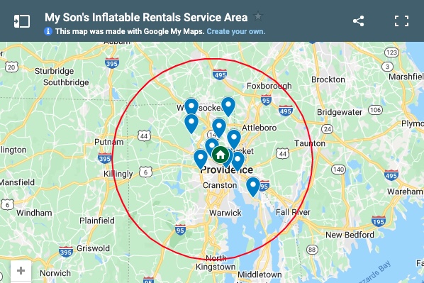 My Sons Inflatable Rentals Delivery Area