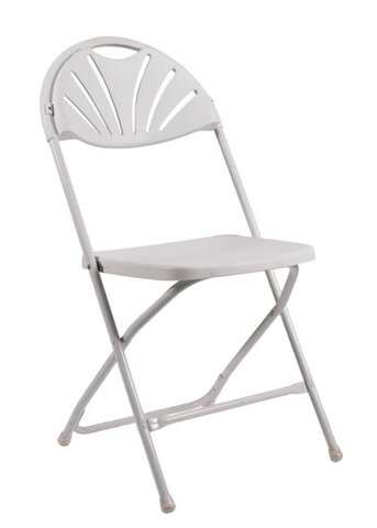 White Fan Back Folding Chair 