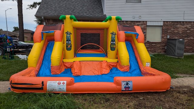 Tropical Bouncy Slide with Pool