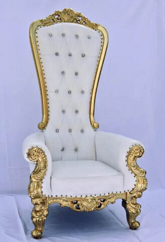 White and gold padded throne 