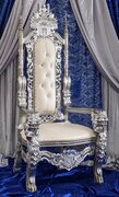 6 Foot Silver Throne Chair Lion Armrest