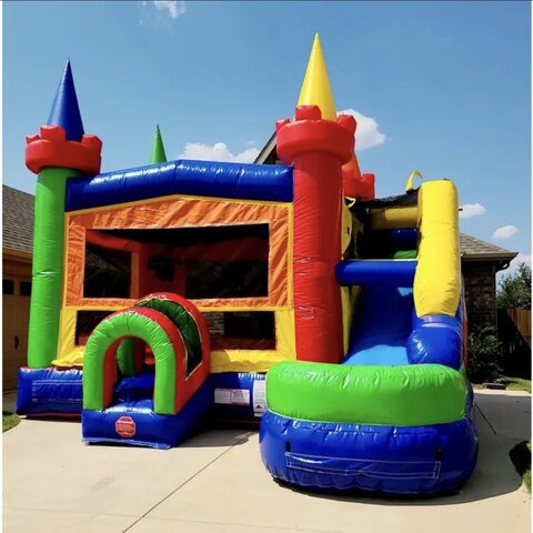 Rainbow Water Slide Bounce House Combo