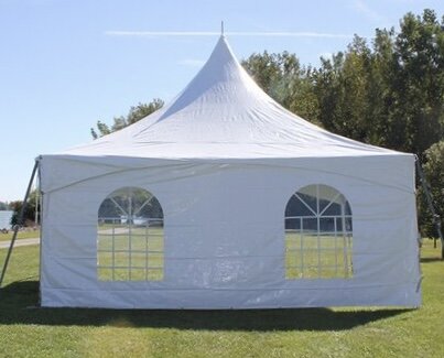 Cathedral window side walls 20x20 marquee tent