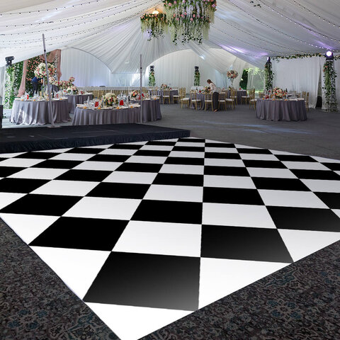 Vinyl Dance floor wraps Black and White Checkered (not including dance floor)
