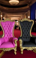 His & Hers Throne Chairs Black & Pink        Curbside Delivery only