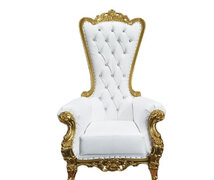 White with Gold Throne Chair         Curbside Delivery only