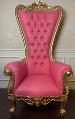 Pink with Gold Throne Chair         Curbside Delivery only
