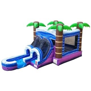 Tropical Water Slide Bounce House Combo