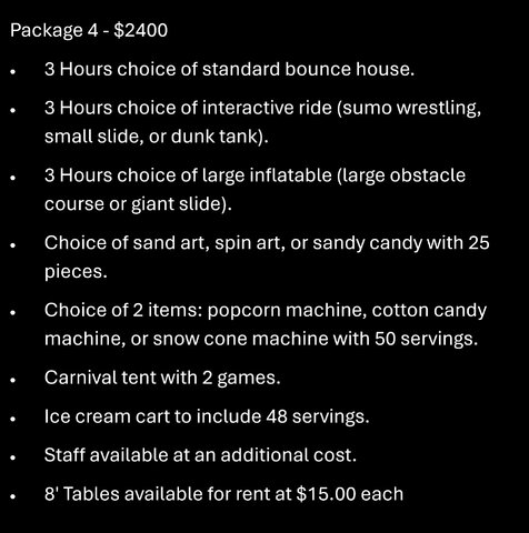 Party Package #4 $2400