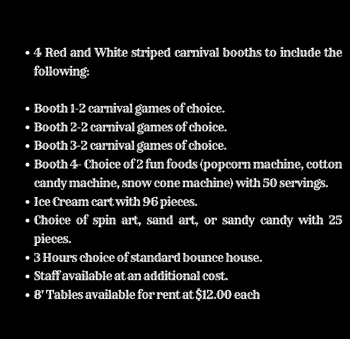 Carnival Package #3 $1925