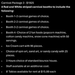 Carnival Package #3 $1925