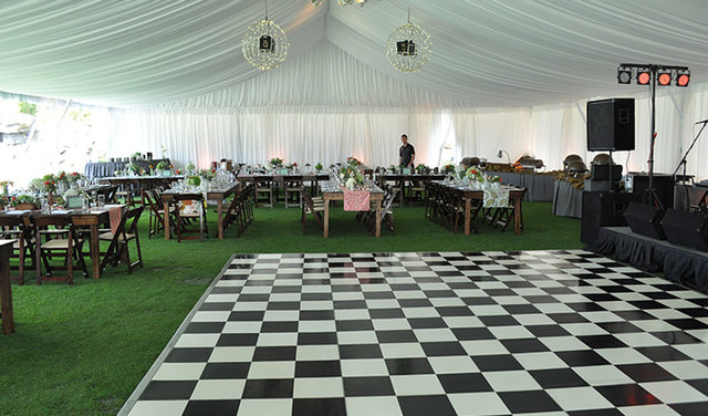 Black and White Checkered Dance Floor Installed
