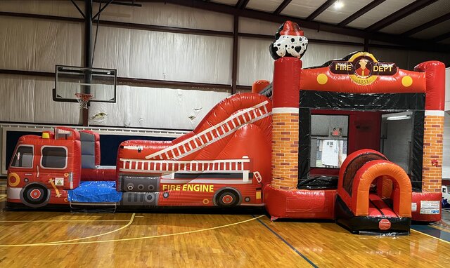 Fire Truck Bounce House Slide Combo