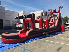 25ft Pirate Slide with Slip N Slide and pool