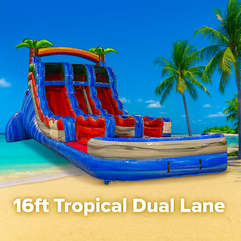 16ft Tropical Dual Lane Water Slide 