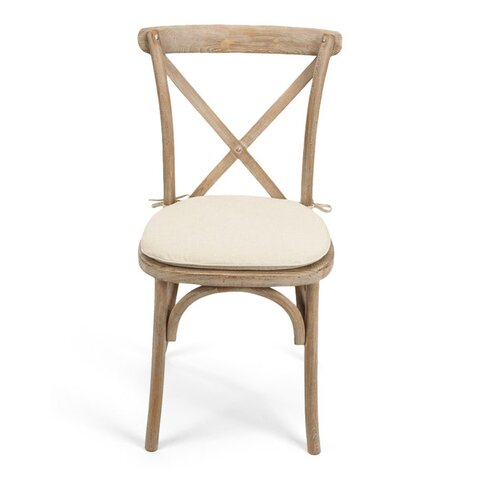 Resin Cross Back Oak Chair Ivory Cushion