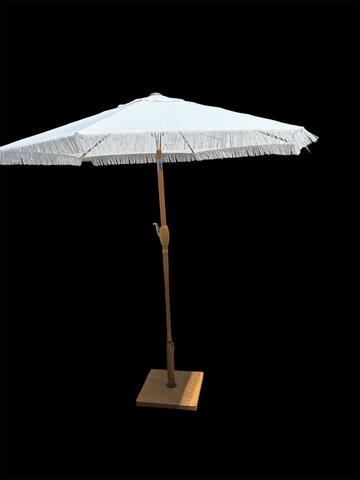 Tasseled Umbrella - White Includes Stand
