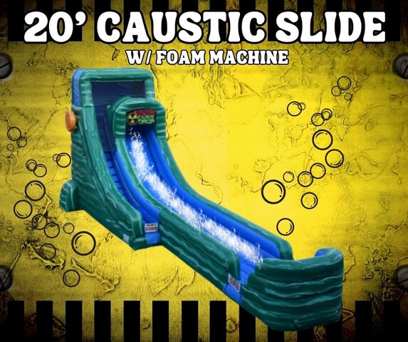 20’ tall caustic slide with foam machine