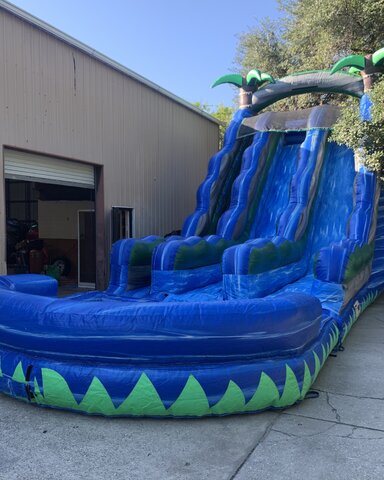 24’ Tall double lane wet or dry waterfall slide with pool.